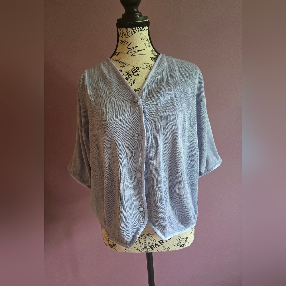 Vintage Silk Collection Baby Blue Grandmacore cardigan Medium